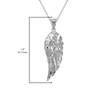 Sideways Crosses Textured 925 Sterling Silver Angel Wing Pendant Necklace