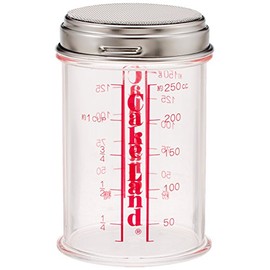 タイガークラウン パウダー缶 クリア 75×120mm 粉糖ふり メタクリル樹脂 ステンレス網 目盛付 カバー付 81