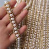 2 Yards Gold Pearl Rhinestone Chain, Crystal Rhinestones Pearl Chain