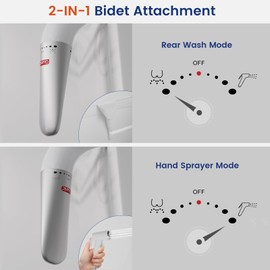 DEANIC 2-in-1 Bidet Attachment with Handheld Bath Bidet Sprayer, Ultra-Slim Adjustable Water Pressure Nozzle, Cold Water Non Electric Hand Sprayer for Toilet Seat (Sliver White)