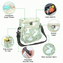 SAMORE Kids Bike Basket Cute Handlebar Bags for Girls Front Bicycle Baskets 2 in 1 Tricycle Handlebar Bag Green