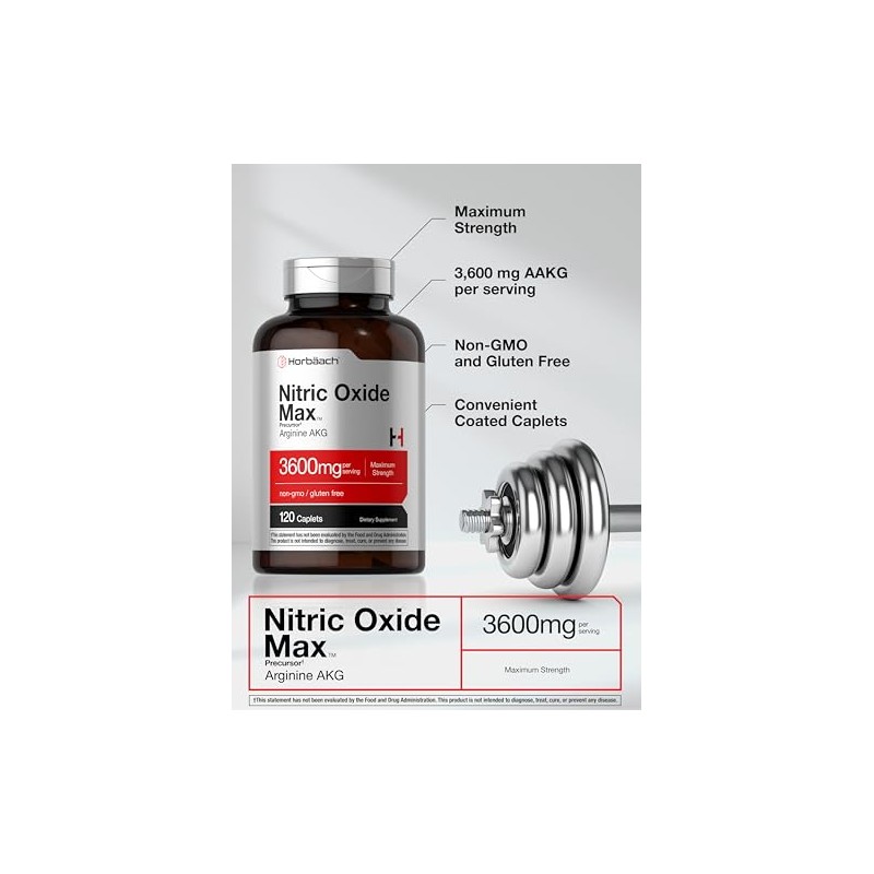 Horbäach Óxido Nítrico Max 3600 mg – 120 Cápsulas con