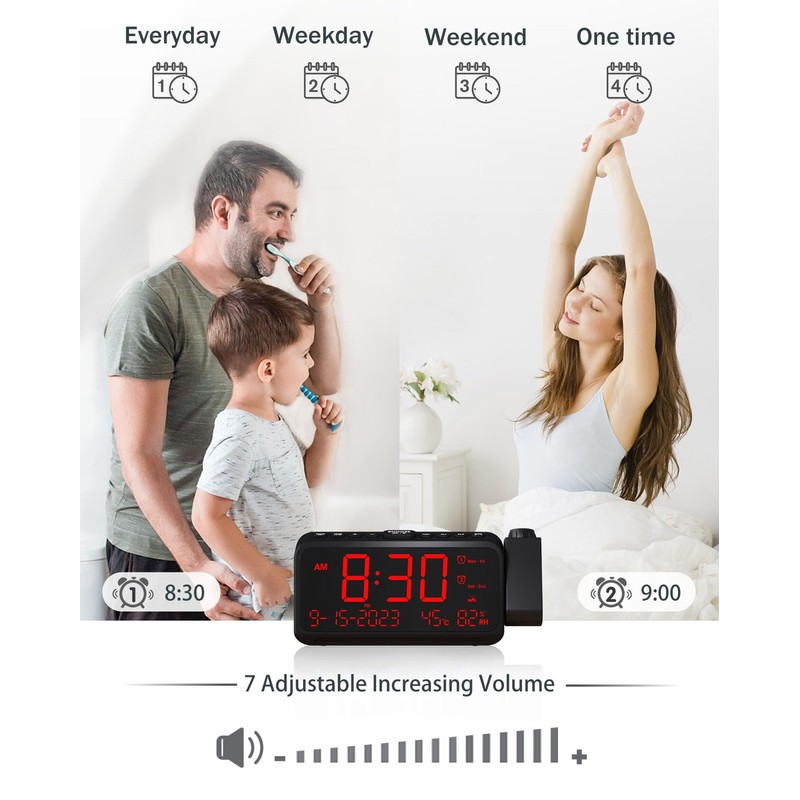 Roxicosly Projection Alarm Clock for Bedroom Ceiling, 118 dB Super