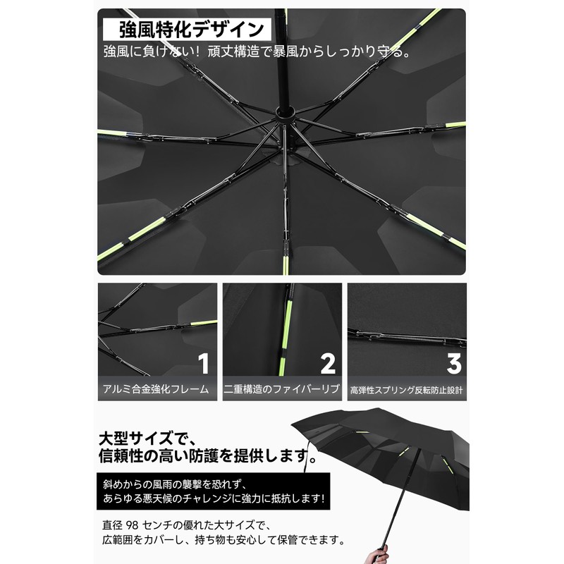 Frizkyn Folding Umbrella, 3 Seconds Automatic Storage, Windproof and Waterproof,