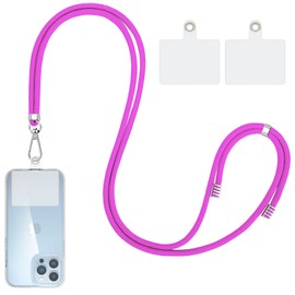 Lousrnman Crossbody Cell Phone Lanyard, Universal Phone Lanyards with 2 Pack Clear Patch Compatible with Most Phones (Purple)