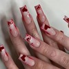 SINHOT Valentine's Day Press-On Nails - Medium Square Red Ombre
