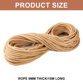 6mm Jute Twine Rope 10M Thick,Garden Twine, Twine String Ideal for Cat Scratch Posts Garden Twine Gardening Camping and Decorating, Perfect for DIY Projects and Eco Friendly Uses in Brown Color