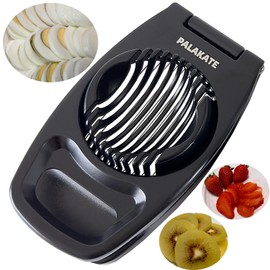 Egg Slicer for Boiled Eggs, Heavy Duty Aluminium Boiled Egg Cutter, Upgraded and Enlarged to Support Cutting Large Eggs, Black