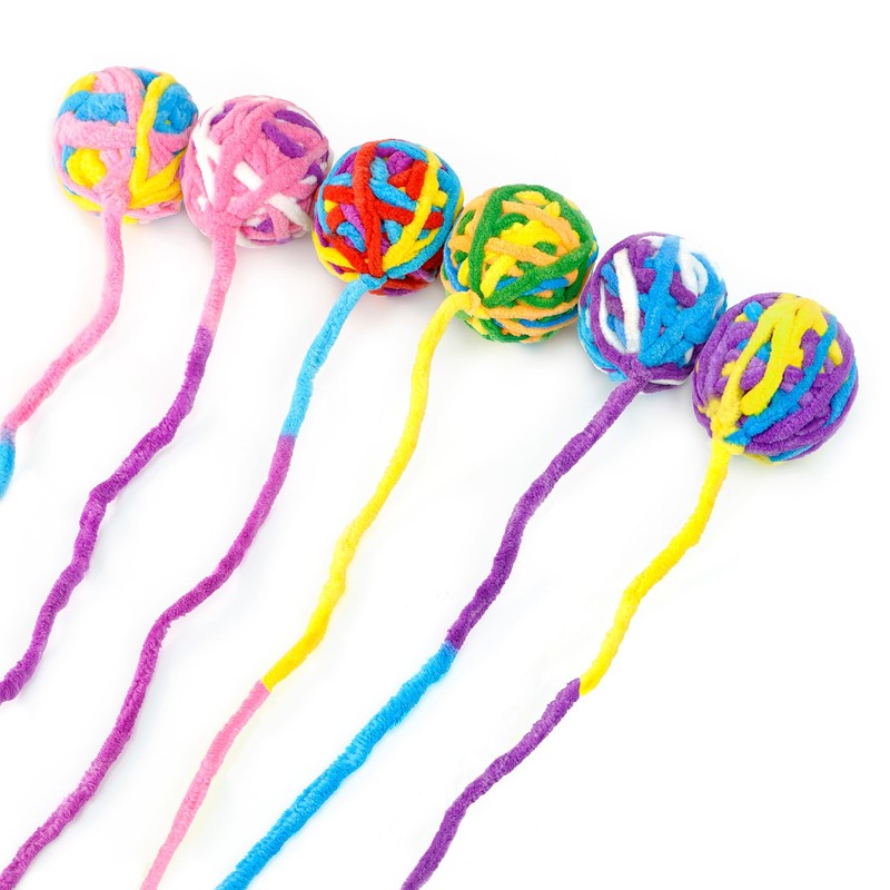 CHIWAVA 6 Pack 20" Woolen Yarn Cat Toys Ball with