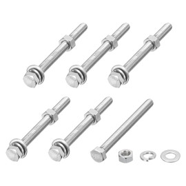 METALLIXITY Hex Head Screws Bolts, Nuts, Flat & Lock Washers Kits (5/16-18x3-1/2") 6 Set, Stainless Steel Fully Threaded Machine Screws Bolt Set - for Home Appliance Equipment