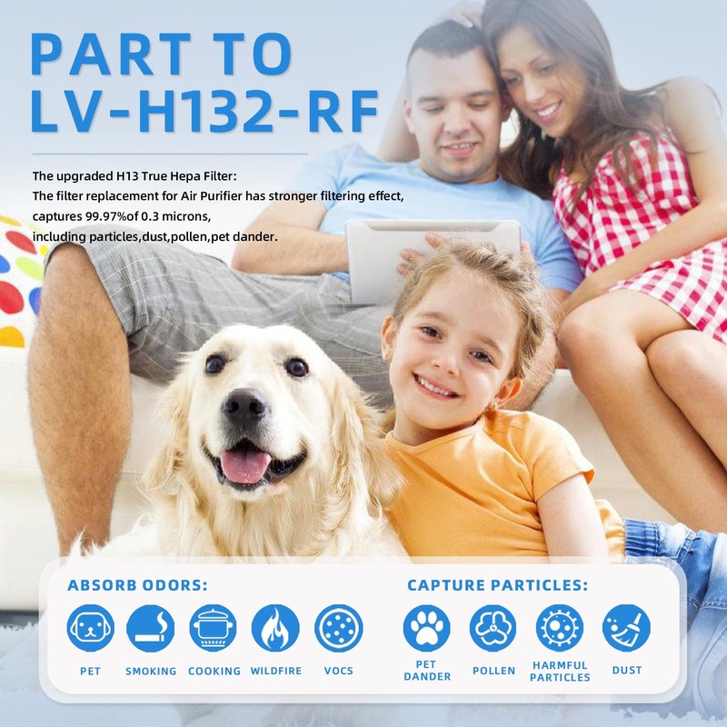 2 pack lv-h132 Replacement Filter Air Purifier Filter Replacement Compatible