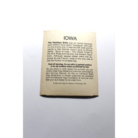 1972 VINTAGE GULF OIL IOWA STATE FLAG TRAVEL STICKER DECAL WITH HISTORY ON BACK