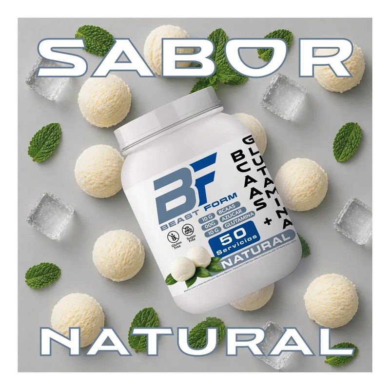 Aminoácidos Bcaas Glutamina Beast Form 1kg De 50 Serv.