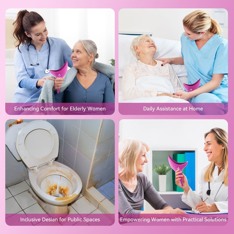 Sunany Female Urinal, Female Urinal with Silicone Funnel, Portable for