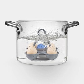 Esie Houzie Egg Timer for Boiling Hard, Medium, Soft Eggs - Changes Colors When Done - Holder for 4 Eggs - Easy Cooking (Blue)