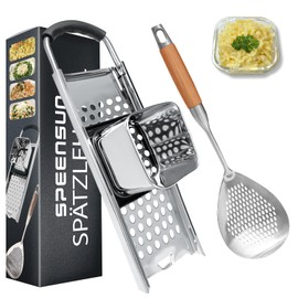 Spaetzle Maker, Premium Grade Stainless Steel Spaetzle Press and Spider Strainer, Efficient Homemade Spaetzle and Knoepfle, Dishwasher Safe Spaetzle Noodle Maker for Pots Up to 30 CM