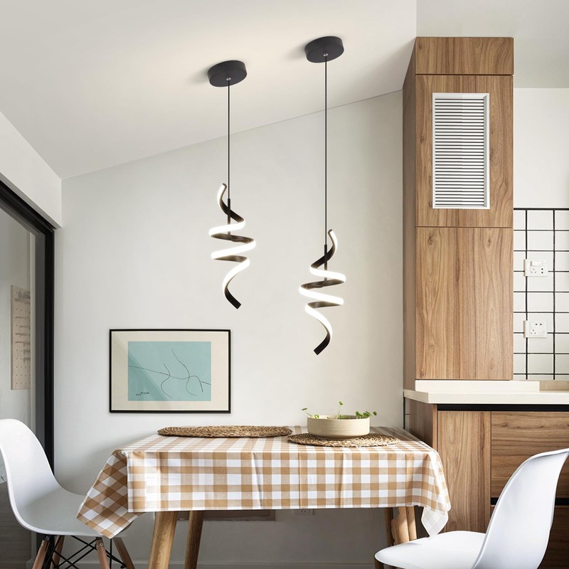 Sovinzert 4000K Modern Pendant Light, 15IN Spiral LED Pendant Lights