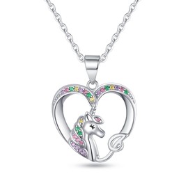 Unicorn Necklace for Girls, White Gold Plated Letter I Initial Necklaces for Girls Toddler Necklaces Unicorn Necklaces for Little Girls Kids Necklaces Heart Necklace for Girls Jewelry Unicorn Gifts