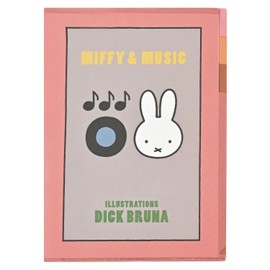 Kutsuwa MF923A Miffy Clear Holder, A4, 3 Pockets, Miffy & Music Record