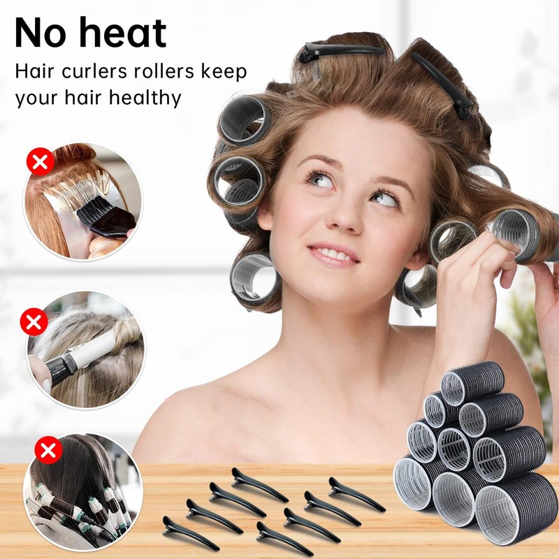 ヘアローラーセット 31個 18個 ヒートレスヘアローラー 3サイズ (2.55インチ 1.9インチ 1.4インチ) ブローアウトルック ロングヘア用