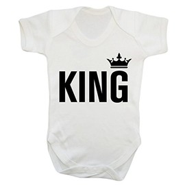 King Baby Vest Bodysuit Babygrow Boys Girls Unisex White