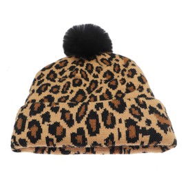 Newfancy Women Men Winter Hats Leopard Print Cuffed Beanie Double Layers Thick Knitted Soft Warm Slouchy Skull Ski Cap
