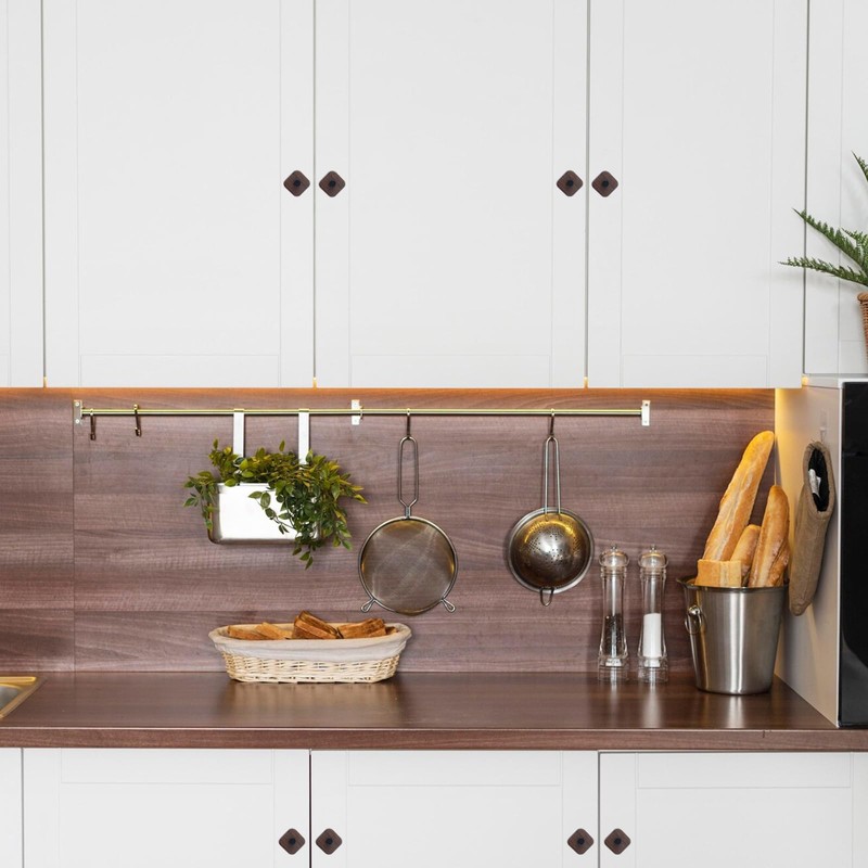 Antrader Walnut Wood Cabinet Knobs,6Pcs Wood Knobs Natural Wooden Dresser