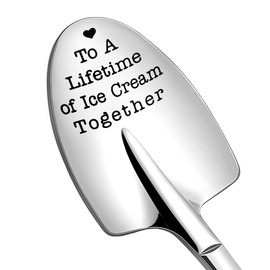 Girlfriend Boyfriend Engagement Gifts for Couples Husband Hubby Anniversary Birthday Gift for Wife Wifey to A Lifetime of Ice Cream Together Engraved Ice Cream Spoons Gift for Bf Gf