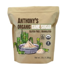Anthony's Organic Cane Sugar, 3 lb, Granulated, Gluten Free & Non GMO