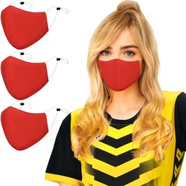 Arcarius Mascarillas faciales transpirables rojas para Navidad y vacaciones de otoño, lavables, ligeras, reutilizables, cómodas, a la moda, para mujeres, hombres y adolescentes, paquete de 3