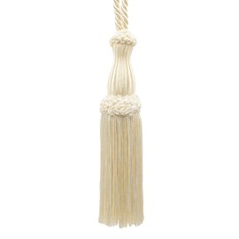 DÉCOPRO Decorative Silky 5" (12.5cm) Key Tassel 5" (12.5cm) Loop (Style# SKT) Cream Ivory #A2 (Ivory Cream) Pack of 2
