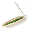 Incense Stick Holder Leaf Shape 24 cm Long Sandstone White