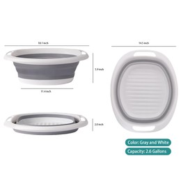 VQIZWELLEE Collapsible basin,Hand wash basins,Cleaning basin,Plastic wash basin,Portable folding wash basin,Suitable for outdoor camping and Travel (Gray and White)