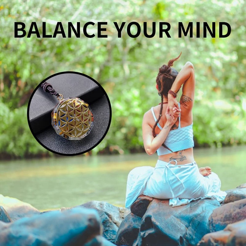 Orgone Metatron Cube Om Necklace, Chakra Crystal Stone for Healing