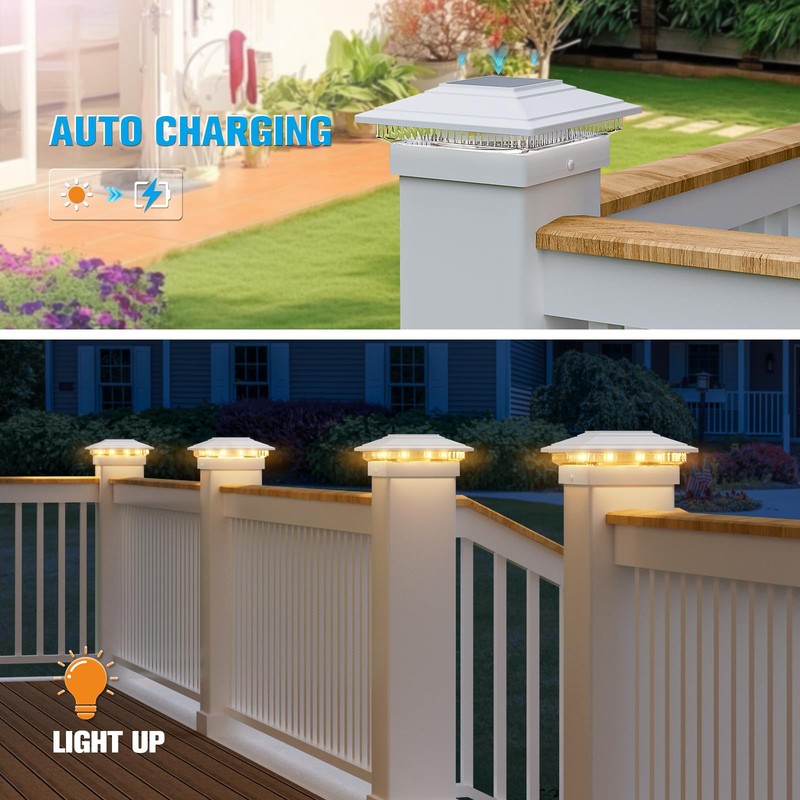 VOLISUN Solar Fence - Post Lights, Solar Post Cap Light