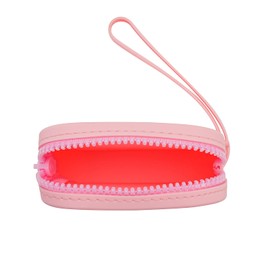 HHQQWZ Small Square Portable Silicone Makeup Bag for Women Girls, Small Travel Lovely Waterproof Toiletry Cosmetic Bag, Zipper Closure Organizer Makeup Case with Handle (Pink)