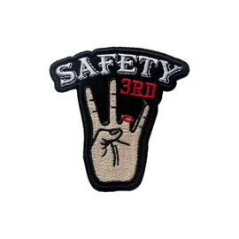 AKIKOPATCH Safety Third Embroidery Iron On Patches, Size 3" Lineman Sew Patches for Clothes Backpacks Hats Jeans Bags, Funny Meme Embroidered Patches Iron On Fabric Patches DIY Gift for Lineman Men