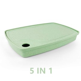 CARTINTS 5 In1 Camping Cutting Board For Kitchen Plastic Cutting Board Set with Bottle Opener, Peeler, Kitchen Knife, Serving Tray, Cutting Board, Dishwasher Safe Green