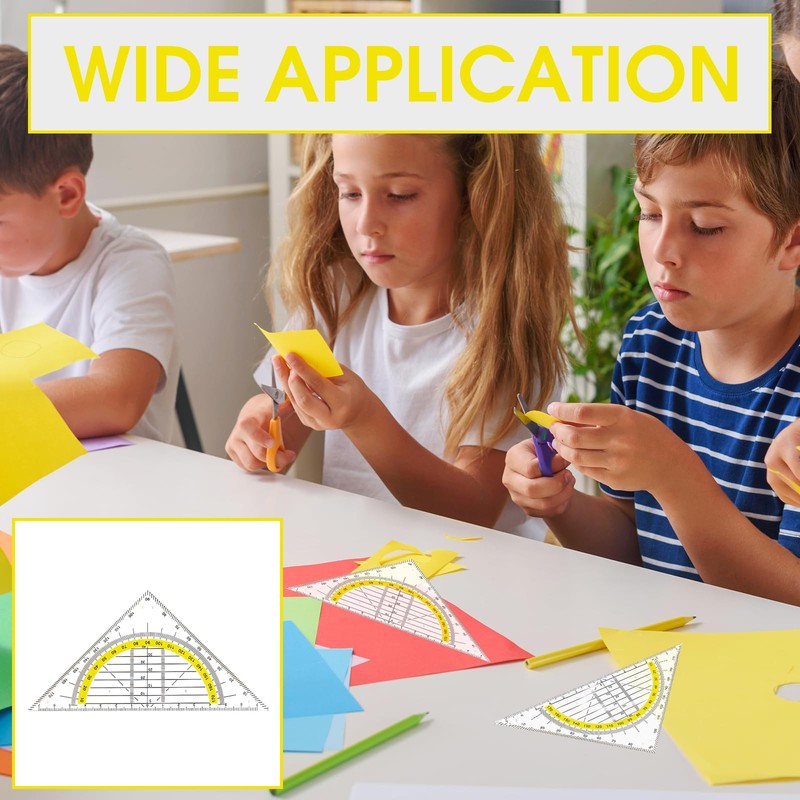 Set of 12 Geometry Triangles, 15.7 cm Plastic Set Square