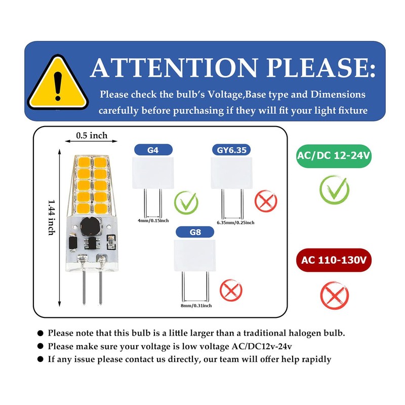 Greeogin G4 Dimmable LED Bulb 12V 24V JC Tybe, 20-30W