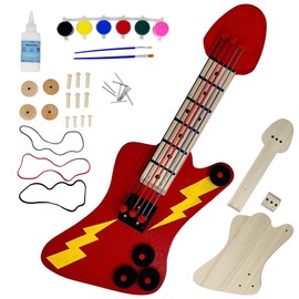 SparkJump DIY Wood Building Kits, STEM Woodworking Kit for Kids, Creative Fun Craft Projects, Great Gift for Boys & Girls (Wooden Guitar, 1-Pack)