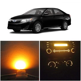 WLJH Yellow Climate Control Panel Lights A/C Dashboard Dash Heater Indicator Light Switch Led Bulbs Replacement Kit For Camry Corolla Tacoma Matrix, Pack of 10