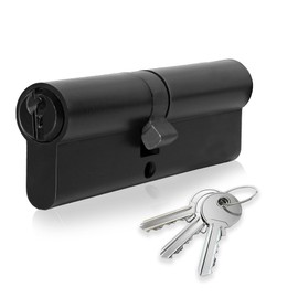 XFORT Matt Black Euro Cylinder Lock 45/45 (90mm), Door Barrel Lock with 3 Keys, Anti-Bump, Anti-Drill and Anti-Pick Door Lock with Key