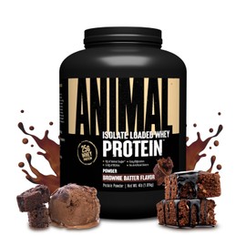 Animal Whey Isolate Protein Powder - Loaded for Pre & Post Workout Muscle Builder and Recovery with Digestive Enzymes for Men & Women - 25g Protein, Great Taste, Low Sugar - Brownie Batter 4 lbs