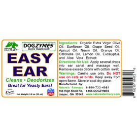 Dogzymes Nature's Farmacy Easy Ear - All Natural Dog Ear Cleaner (1.8 Ounce) Excellent for Cleaning and deodorizing The Ear. Does not Dry or Irritate The Ear. Really Brings The “gunk” Out of The Ear.
