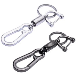 Wisdompro Zinc Alloy Key Chain, Carabiner, Keyring, Lightweight, Easy to Install and Disassemble, Prevents Loss, Simple, Set of 2, black+silver