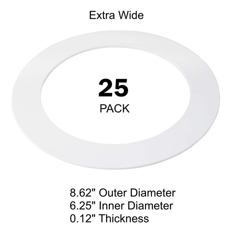 25 Pack Gloss White Goof Trim Ring for 8" Inch