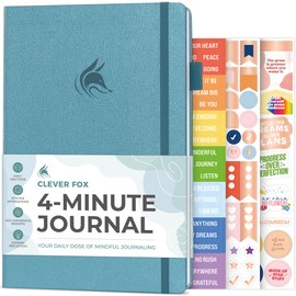 Clever Fox Four-Minute Journal – Daily Positivity Journal with Prompts – Motivational Affirmation, Mental Health & Habit Tracker (Aquamarine)