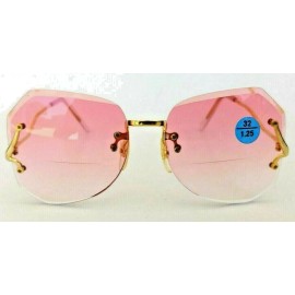 by De'Vons Optics Inc. Est. Since 1983 NWT Vintage 90's Lady Small Diamond Cut Bi-Focal Reading Sunglasses +1.50 (Pink)