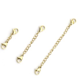 FEZTGVOFA 3 PCS Necklace Extender, Gold Jewelry Extenders Necklaces, Stainless Steel Chain Extenders, Adjustable Chain Extensions, for Necklace, Bracelet and Anklet (Assorted Sizes)